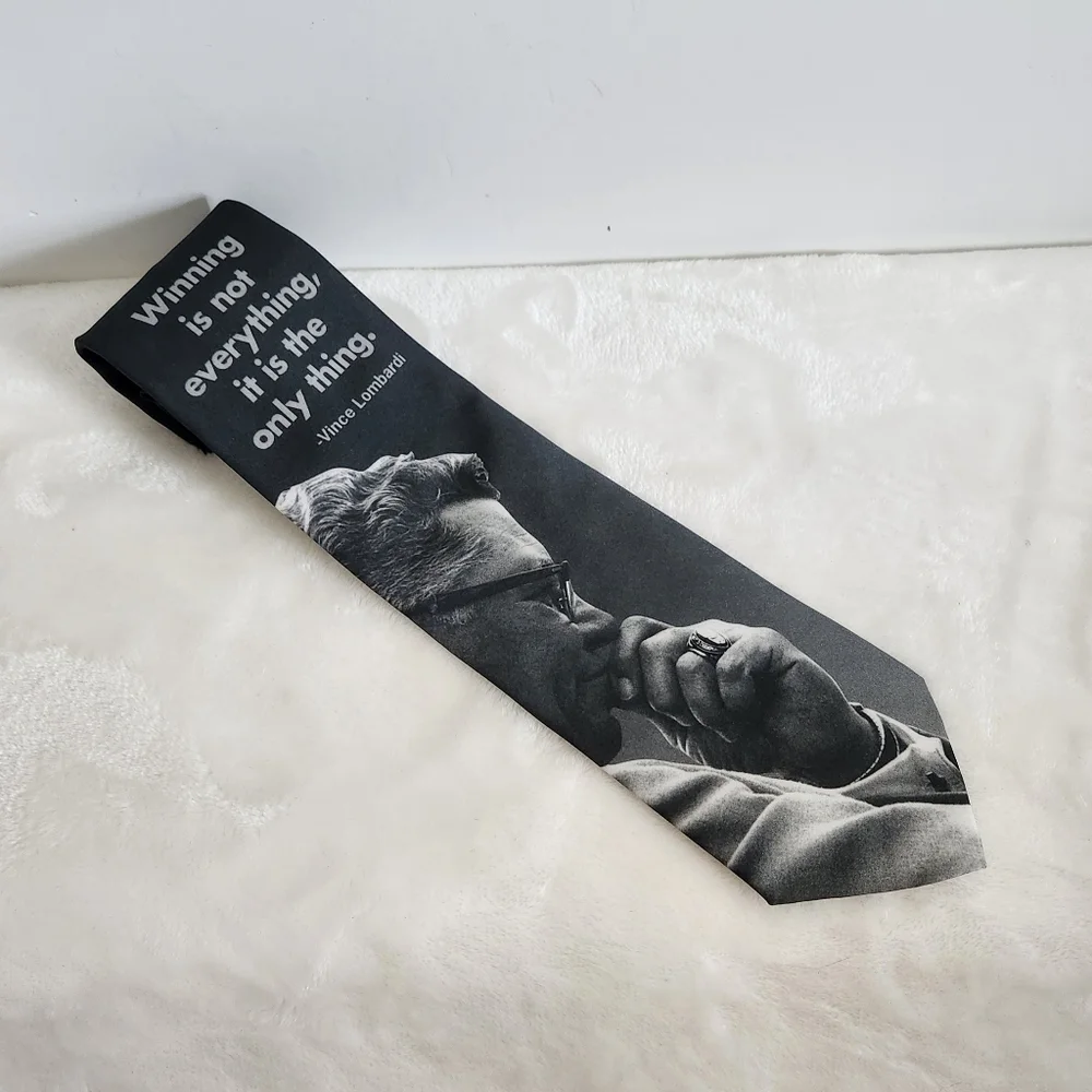 Ralph Marlin Vince Lombardi Winning Is Not Everything Football Gray Tie Necktie
